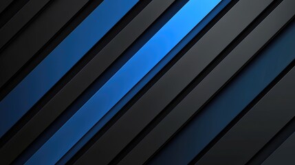Obraz premium Modern abstract background featuring a metallic black and blue color gradient Minimalist design with geometric shapes 3D effect and dynamic lines and stripes