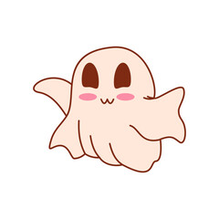 Groovy Character Ghost Halloween Vector Illustration.