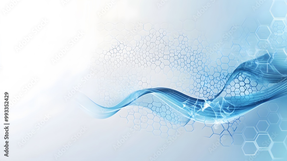 Aufkleber abstract blue wave and hexagon pattern background