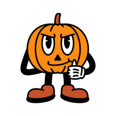 Halloween Pumpkin Retro Character Illustration