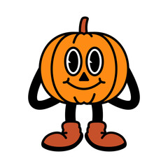 Halloween Pumpkin Retro Character Illustration