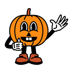 Halloween Pumpkin Retro Character Illustration