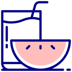 melon juice mixed outline vector icon