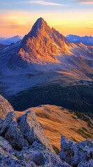 Obraz premium Panoramic view of mountain range during autumn sunrise