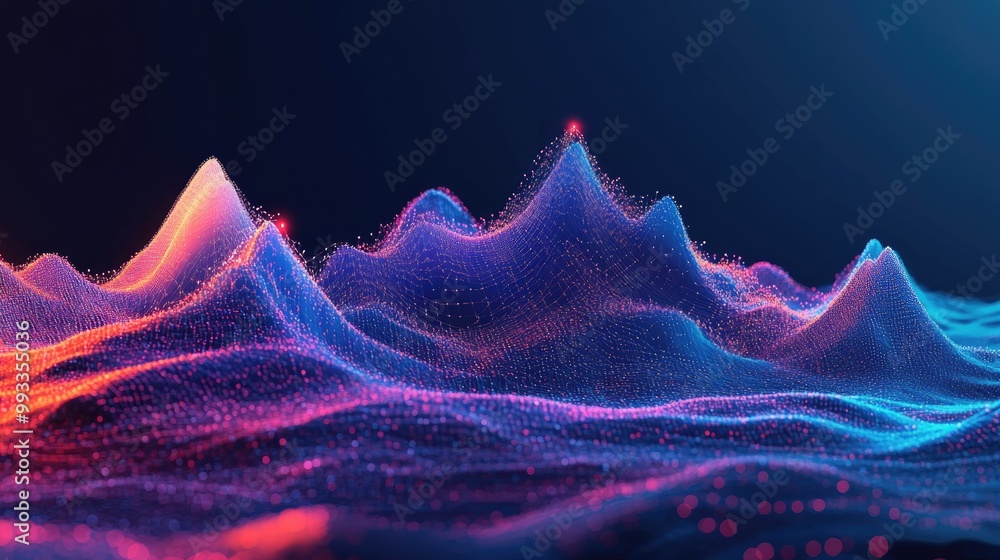 Poster depict the concept of resilience in it systems using digital mountains to symbolize the ability to e