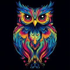Fototapeta premium A Colorful Owl with a Third Eye in the Center of its Forehead