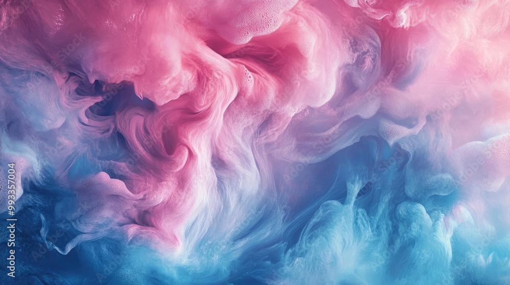 Poster dynamic swirls of pink and blue paint create an energetic display embodying movement and artistic ex