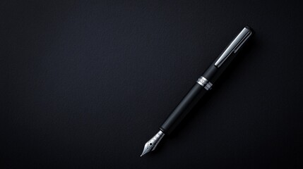 black fountain pen on dark background