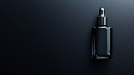 Fototapeta premium black glass dropper bottle on black background