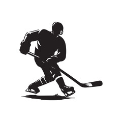 silhouette of people playing hockey, Playing ice hockey, Abstract silhouette of a hockey player on white background