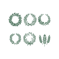 Obraz premium Set of wreaths and branches with leaves Hand drawing vector art illustration