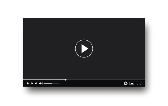 Video player interface design mockup template. Full frame multimedia player interface to blog channel.