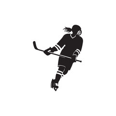 silhouette of people playing hockey, Playing ice hockey, Abstract silhouette of a hockey player on white background