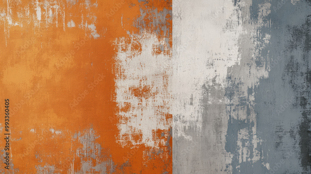 Poster warm and inviting rust orange and soft gray textures create cozy atmosphere, perfect for interior de
