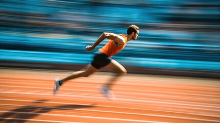 Blurred image of a runner on a track.
