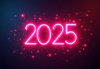 numbers 2025 burning with neon light. New Year concept. Ai generated
