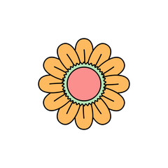 Retro flower decoration, Vector illustration.