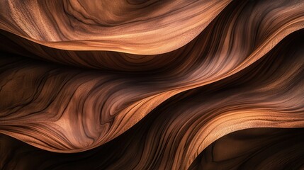 Obraz premium Abstract Wavy Wooden Background Texture - Warm Brown Tones - Natural Wood Grain Pattern.