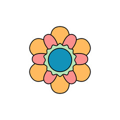 Retro flower decoration, Vector illustration.
