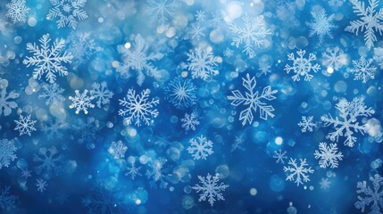 Blue background adorned with snowflakes evoking a festive Christmas atmosphere