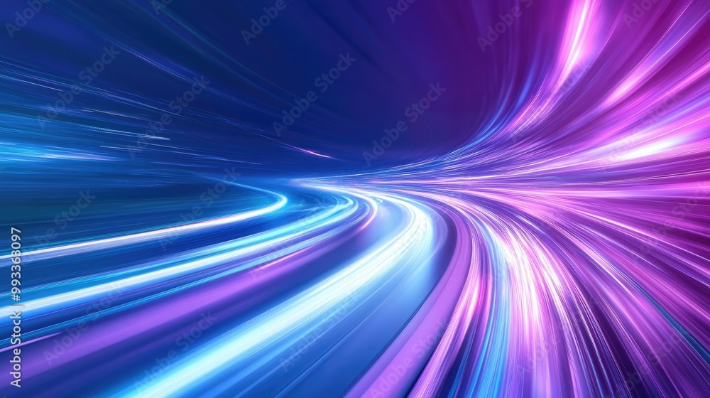 Poster streamlined speed with a light blue and purple special effect background representing innovative com