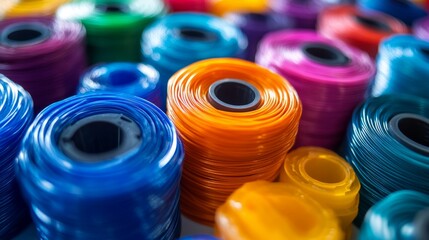 Colorful spools of thread.