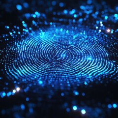 Abstract Blue Fingerprint Pattern - Futuristic Digital Security Concept.