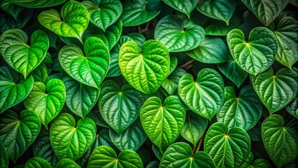 Fototapeta premium Lush Green Plant with Heart-Shaped Leaves Capturing the Essence of Nature's Beauty and Serenity