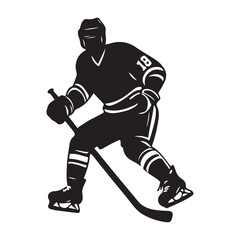 silhouette of people playing hockey, Playing ice hockey, Abstract silhouette of a hockey player on white background