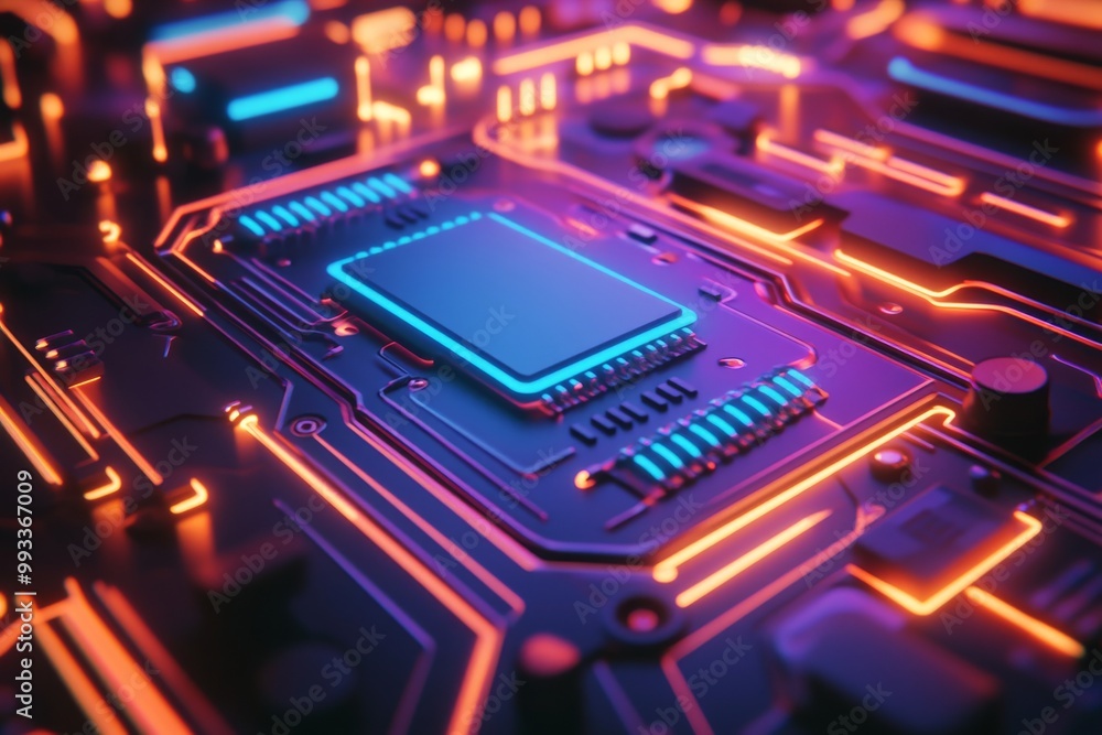 Poster created using stock technology, this background shows a circuit board.