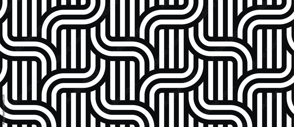 Poster Vector seamless pattern. Modern stylish abstract texture. Repeating geometric tiles from striped elements