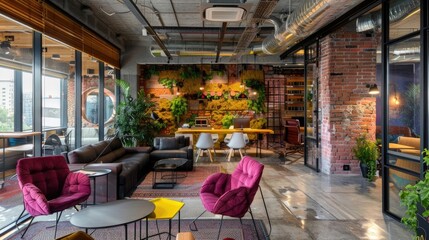 Naklejka premium A stylish and trendy office with a unique and innovative design