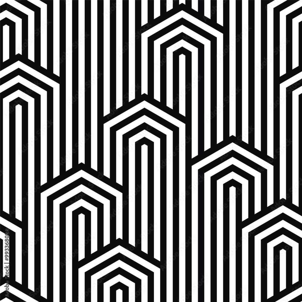 Poster Vector seamless pattern. Modern stylish texture. Repeating geometric tiles with hexagonal elements.