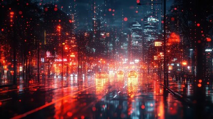 Fototapeta premium smart cityscape design featuring a complex network of lines and nodes symbolizing communication and connectivity among diverse people enhanced by a sleek graphical overlay