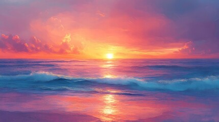 Fototapeta premium Sunset Ocean Waves.