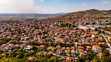Aytos is a city in the Burgas Region of Bulgaria. The administrative center of the Aytos Municipality. Top Aerial view. Panoramic drone footage. Bulgaria aerial. 