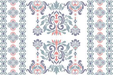 Ikat geometric folklore ornament. Tribal ethnic vector texture. Seamless striped pattern in Aztec style. Figure tribal embroidery. Indian, Scandinavian, Gypsy, and Mexican, folk patterns
