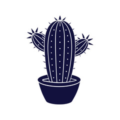 Cactus silhouette vector art illustration isolated on a white background