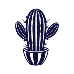 Cactus silhouette vector art illustration isolated on a white background