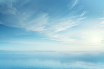 Fototapeta premium Soft, serene blue sky transitions to calming hues, evoking feelings of tranquility and relaxation in a peaceful atmosphere, perfect for mindfulness and meditation.