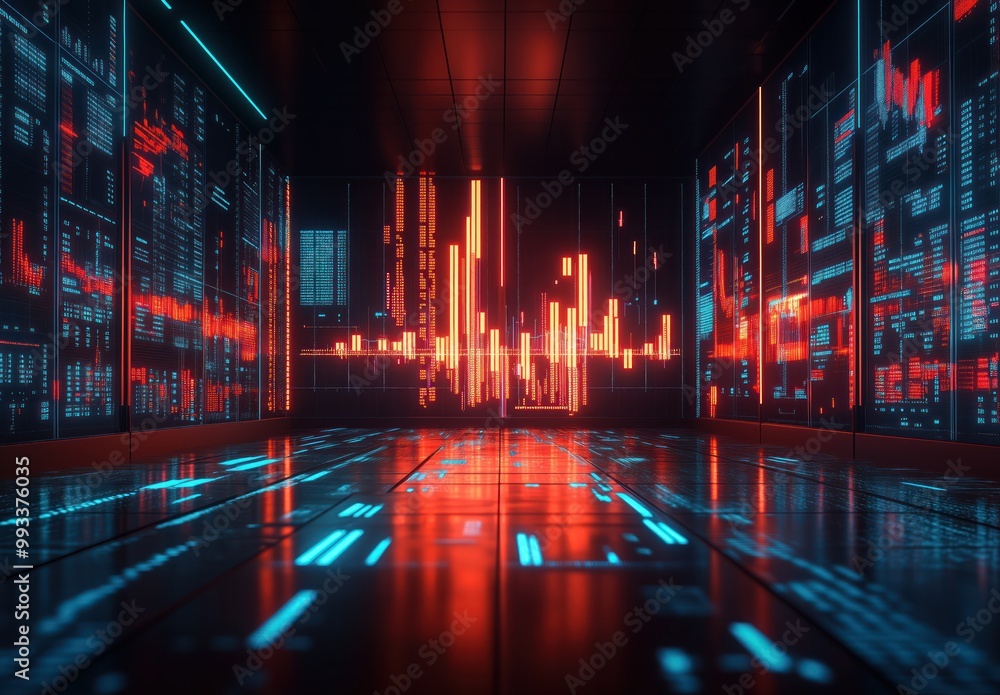 Poster stock market with charts and graphs with data visualization
