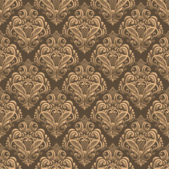 Damask seamless pattern element. Vector classical luxury old fashioned damask ornament, royal victorian seamless texture for wallpapers, textile, wrapping. Vintage exquisite floral baroque template.