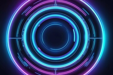 abstract pastel neon Portal and hologram futuristic circle on blue background