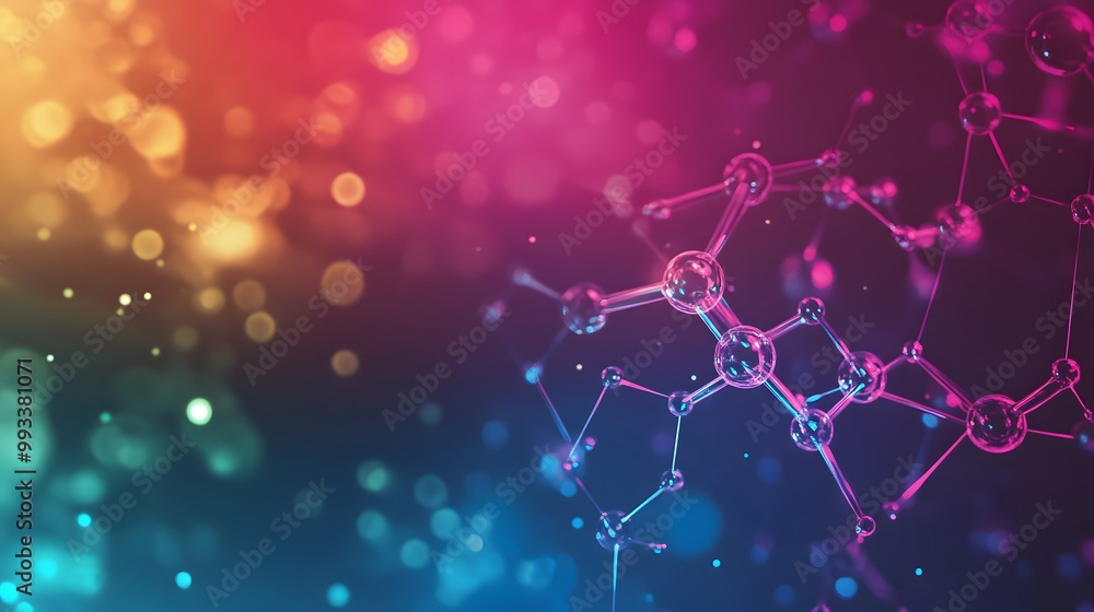 Wall mural abstract molecular structure with bokeh background