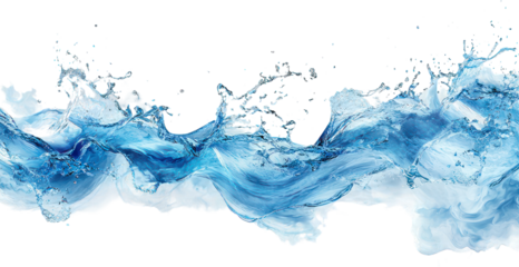 Blue water splash on transparent background