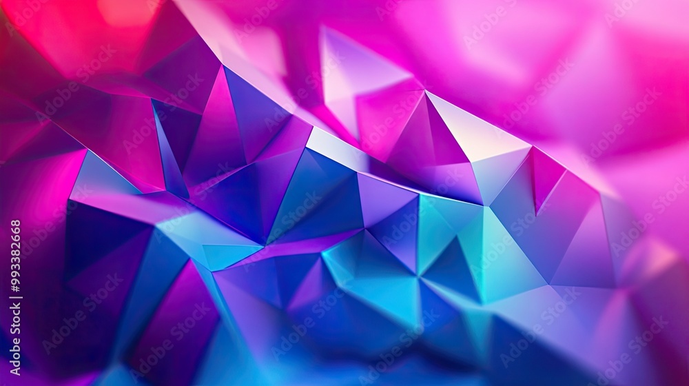 Fototapete abstract polygonal design with vibrant gradients, with room for text in the surrounding areas