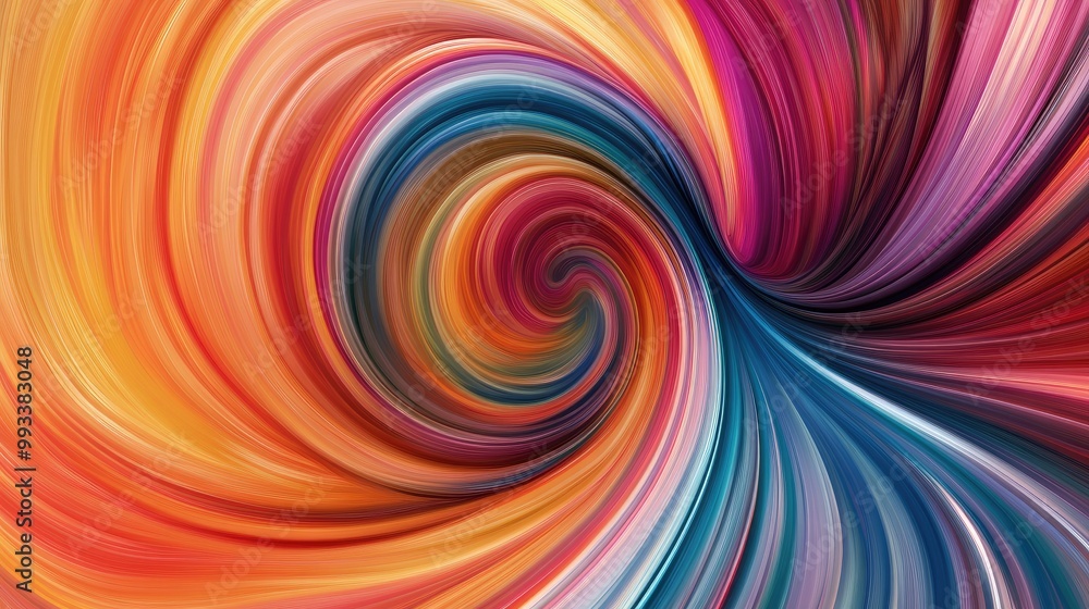 Poster abstract swirl pattern in vibrant colors with a sense of motion, ample room for text in the top thir