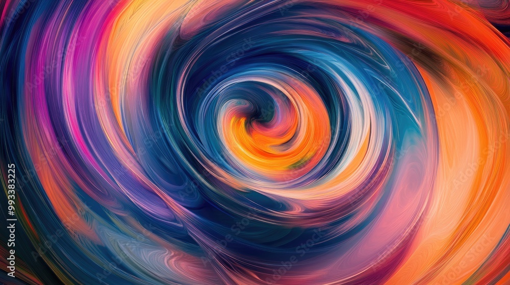 Poster abstract swirl pattern in vibrant colors with a sense of motion, ample room for text in the top thir