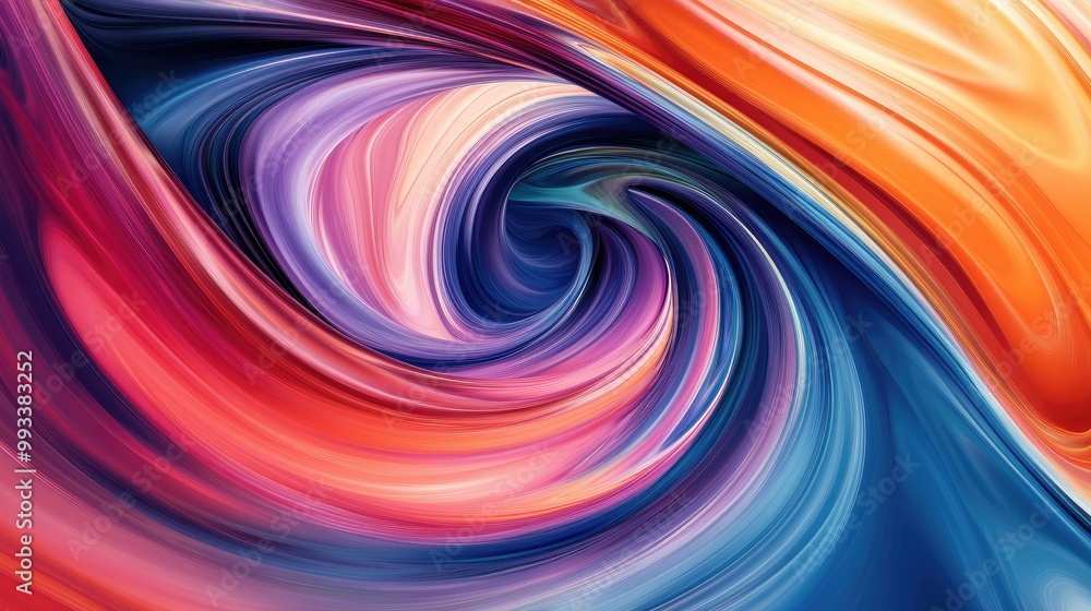 Poster abstract swirl pattern in vibrant colors with a sense of motion, ample room for text in the top thir