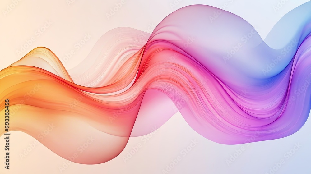 Aufkleber Abstract wave pattern with gradient hues, space for text in the smooth curves of the design